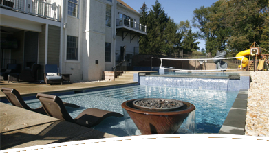 pool, spa and landscaping