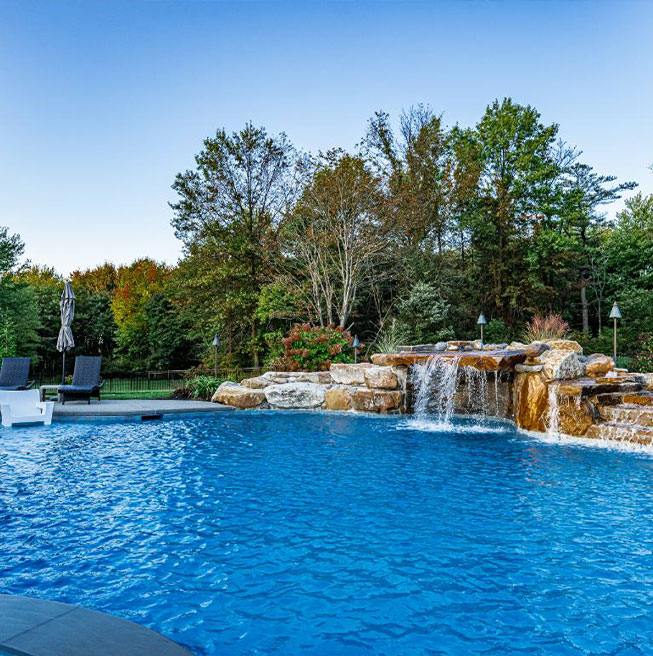 Custom infinity pool with panoramic outdoor views