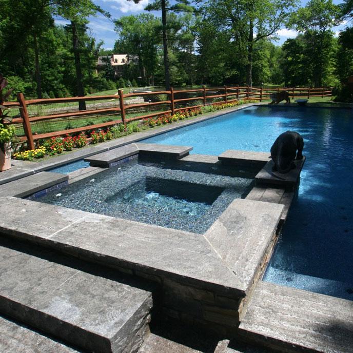 above ground pool with reflection pong water feature