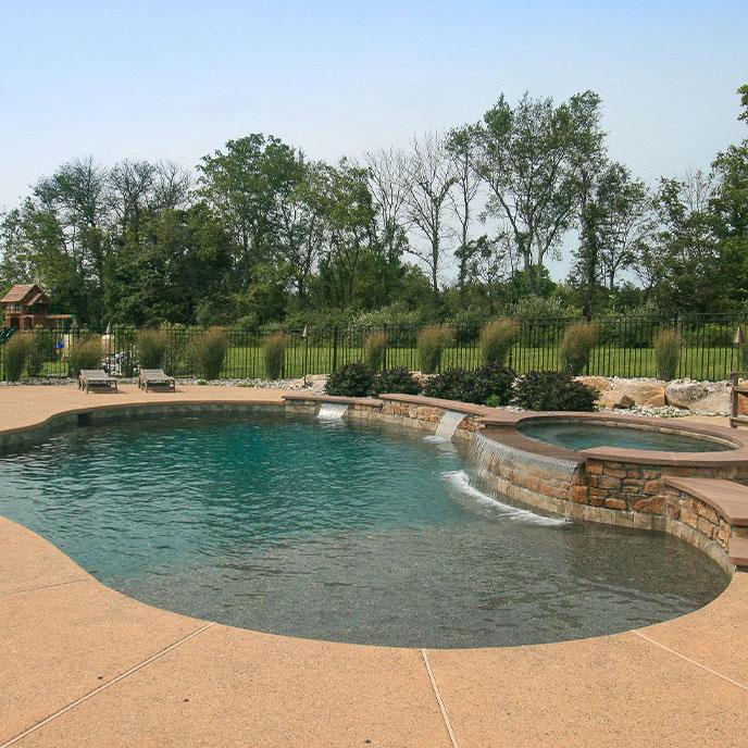 pool with hot tub